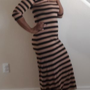 A black and tan striped dress,  size small
